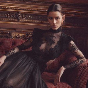 NWOT Authentic ZIMMERMANN Sensory lace linen and silk midi dress Size 1 Black